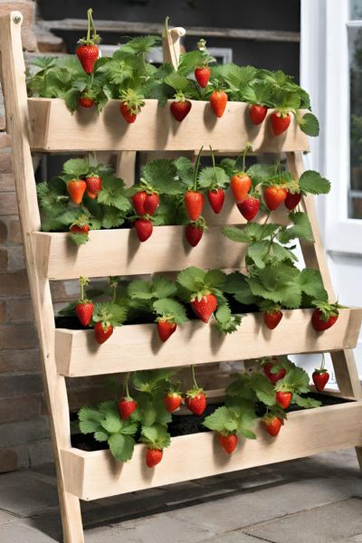 Wooden Ladder Strawberry Planter
