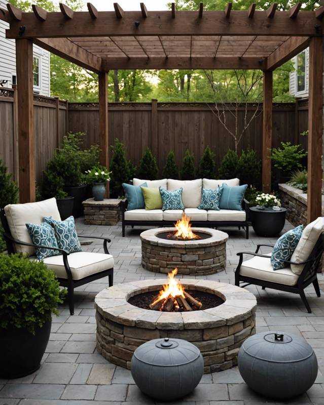 Cozy Courtyard with Fire Pit and Lounge Chairs