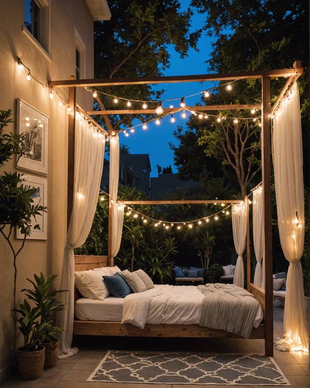 Hollywood Glamour with Canopy Bed and String Lights