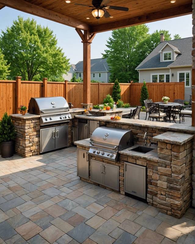 Outdoor Kitchen Patio with Grill and Refrigerator