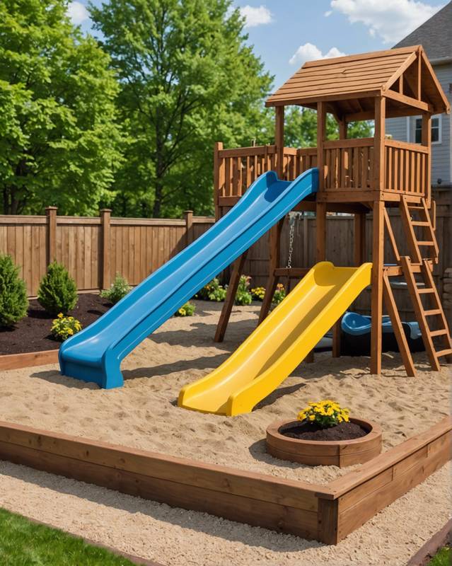 Play Area Patio with Sandbox and Slide