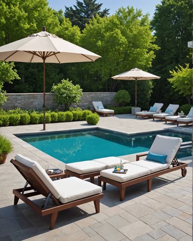 Poolside Patio with Sun Loungers and Umbrella