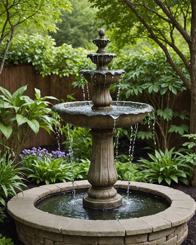 Tranquil garden sanctuary with a bubbling fountain