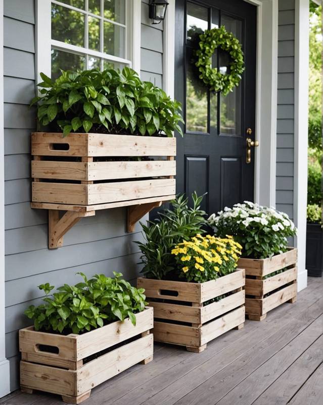 Wooden Crates with Built-in Planters