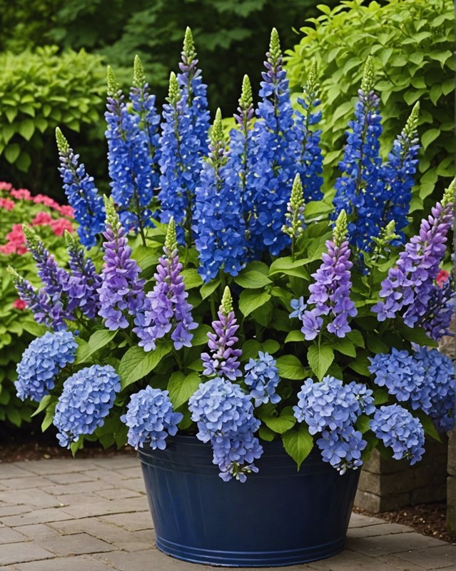 Azure Symphony with Hydrangeas, Delphiniums, and Lupines