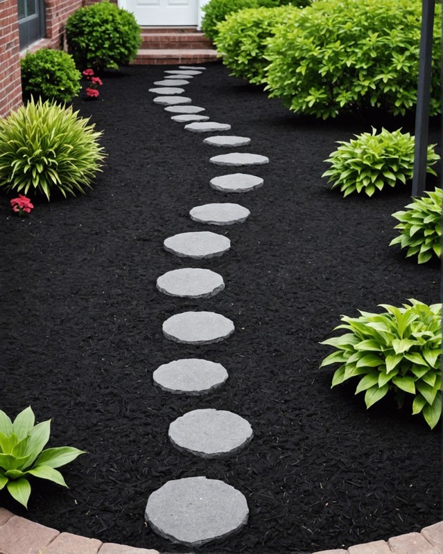 Black Mulch with Stepping Stones