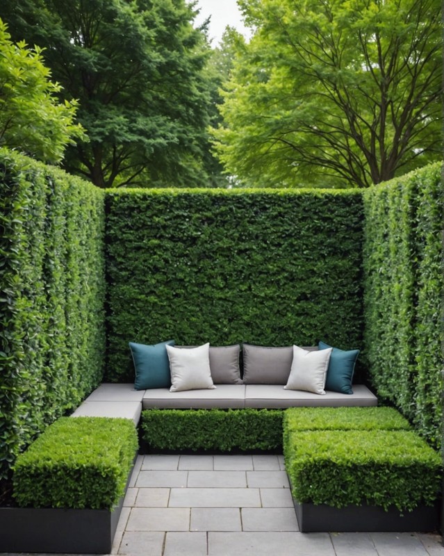 Boxwood Hedge with Built-in Bench