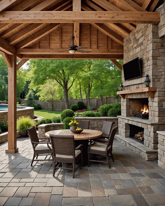 Cedar Shake Roof with Stone Pavers