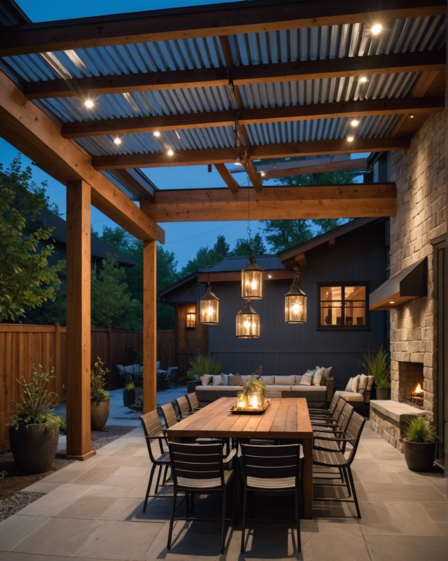 Corrugated Metal Roof with Ambient Lighting