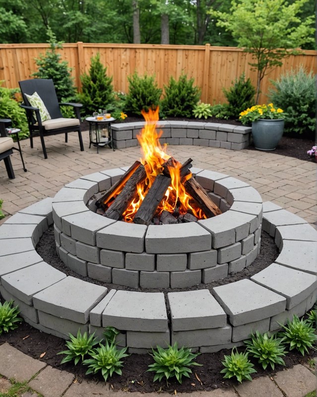 DIY Fire Pit with Cinder Blocks and Concrete