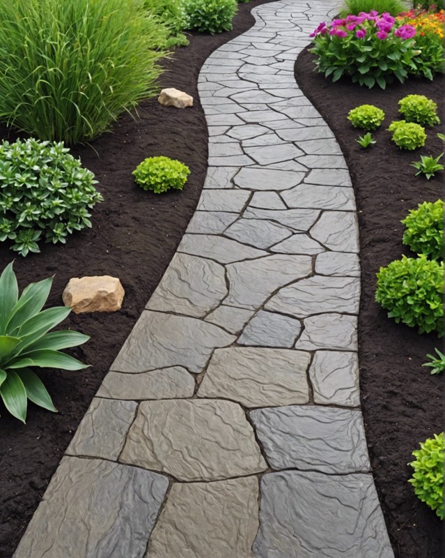 DIY Stamped Concrete Walkway