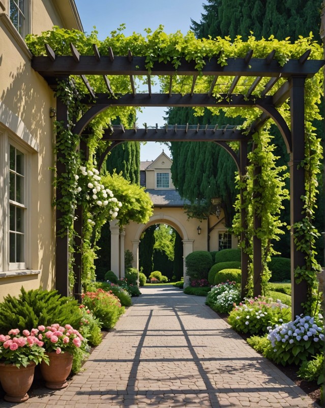 Driveway Pergola with Climbing Plants