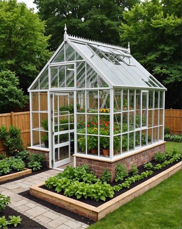Enclosed Vegetable Garden with a Modern Greenhouse Design