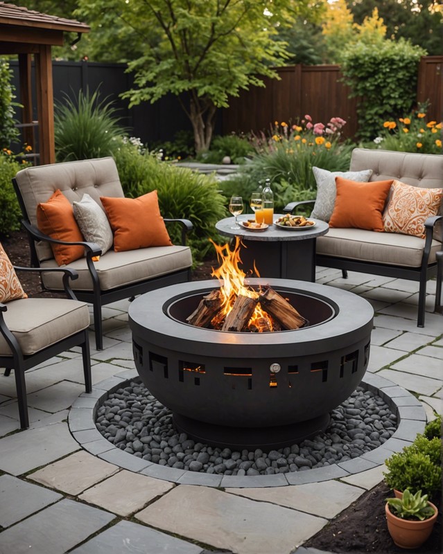 Fire Pit with Built-In Grill and Countertop