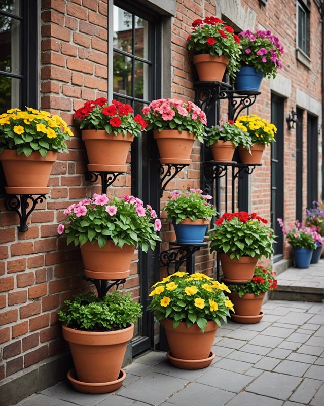 Flower Pots Displayed on a Patio