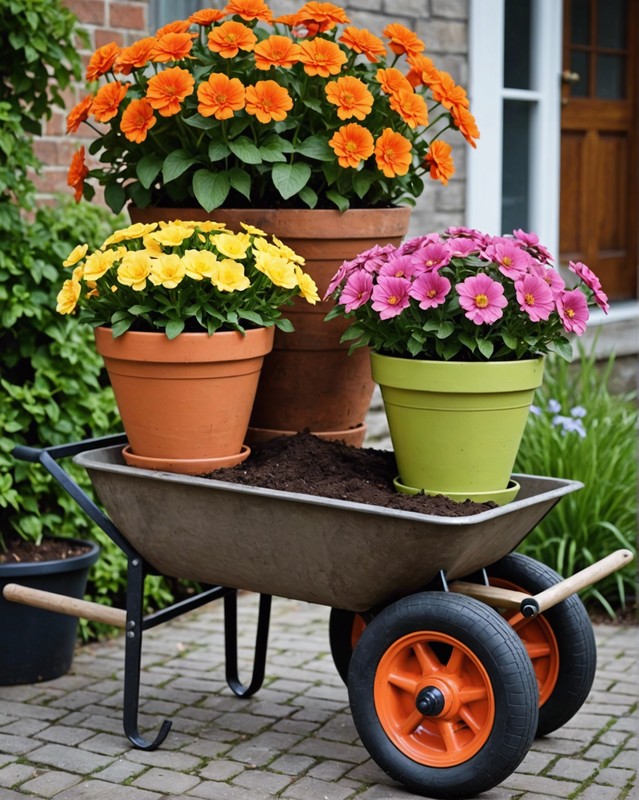 Flower Pots on a Wheelbarrow