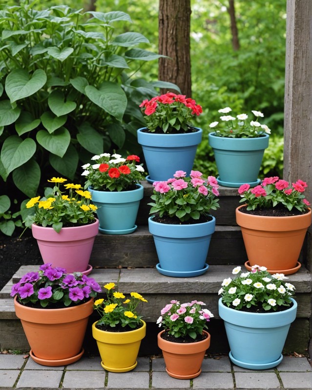 Flower Pots with Fairy Garden Decorations