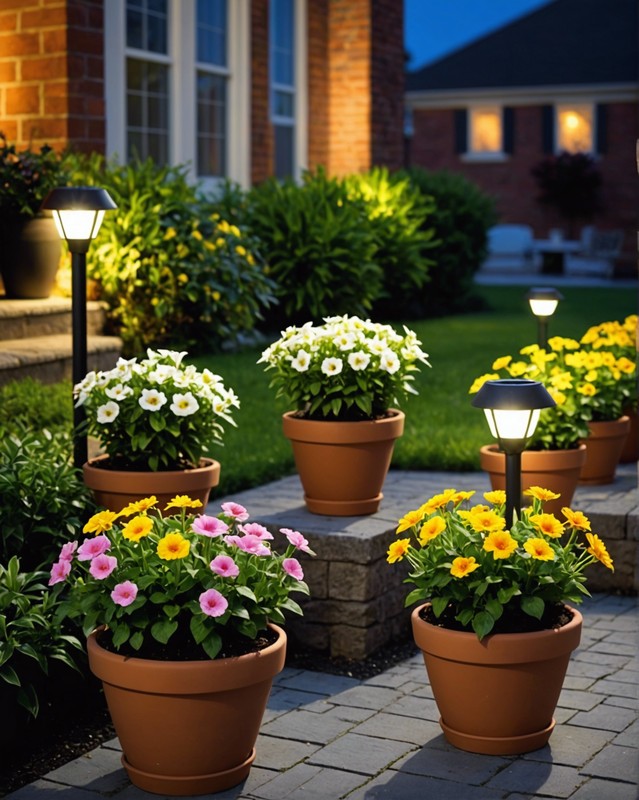 Flower Pots with Solar Lights