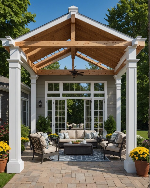 Gable Pergola with Sliding Glass Doors