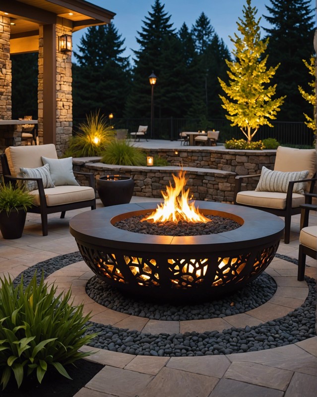 Gas Fire Pit with Lava Rocks and Glass Accents