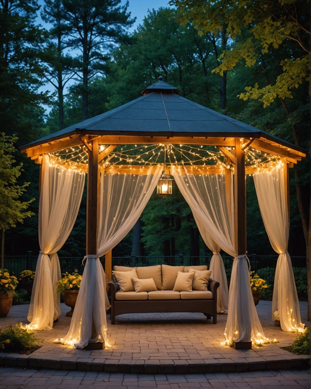 Gazebo with Curtains and Lighting