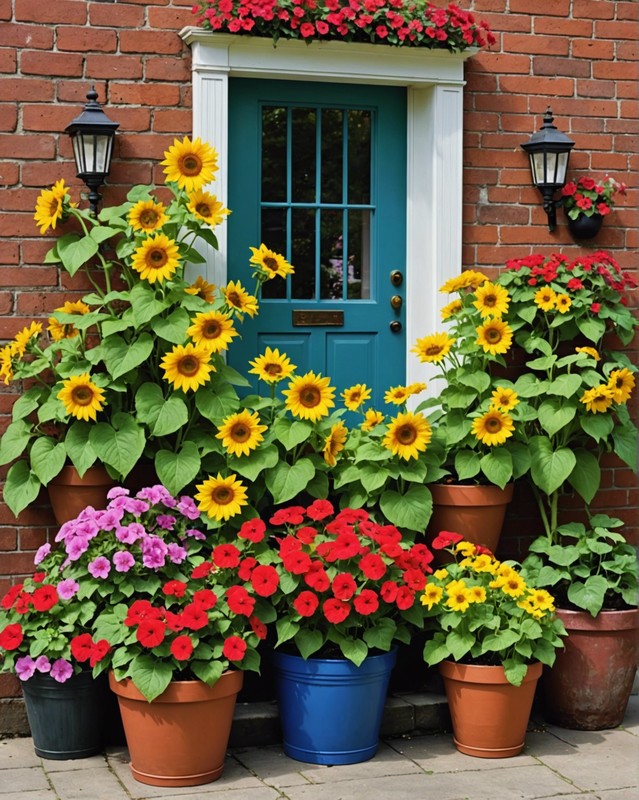 Jewel Box Abundance with Sunflowers, Geraniums, and Impatiens