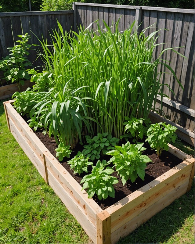 Lemongrass and vegetables in a raised bed