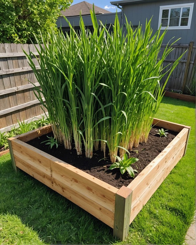 Lemongrass in a raised bed or container