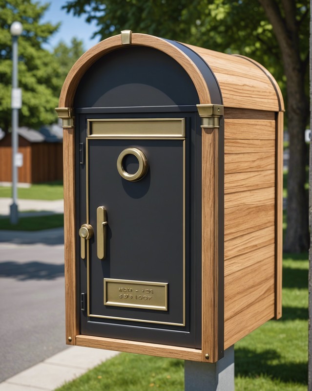 Metal Mailbox with Wooden Trim