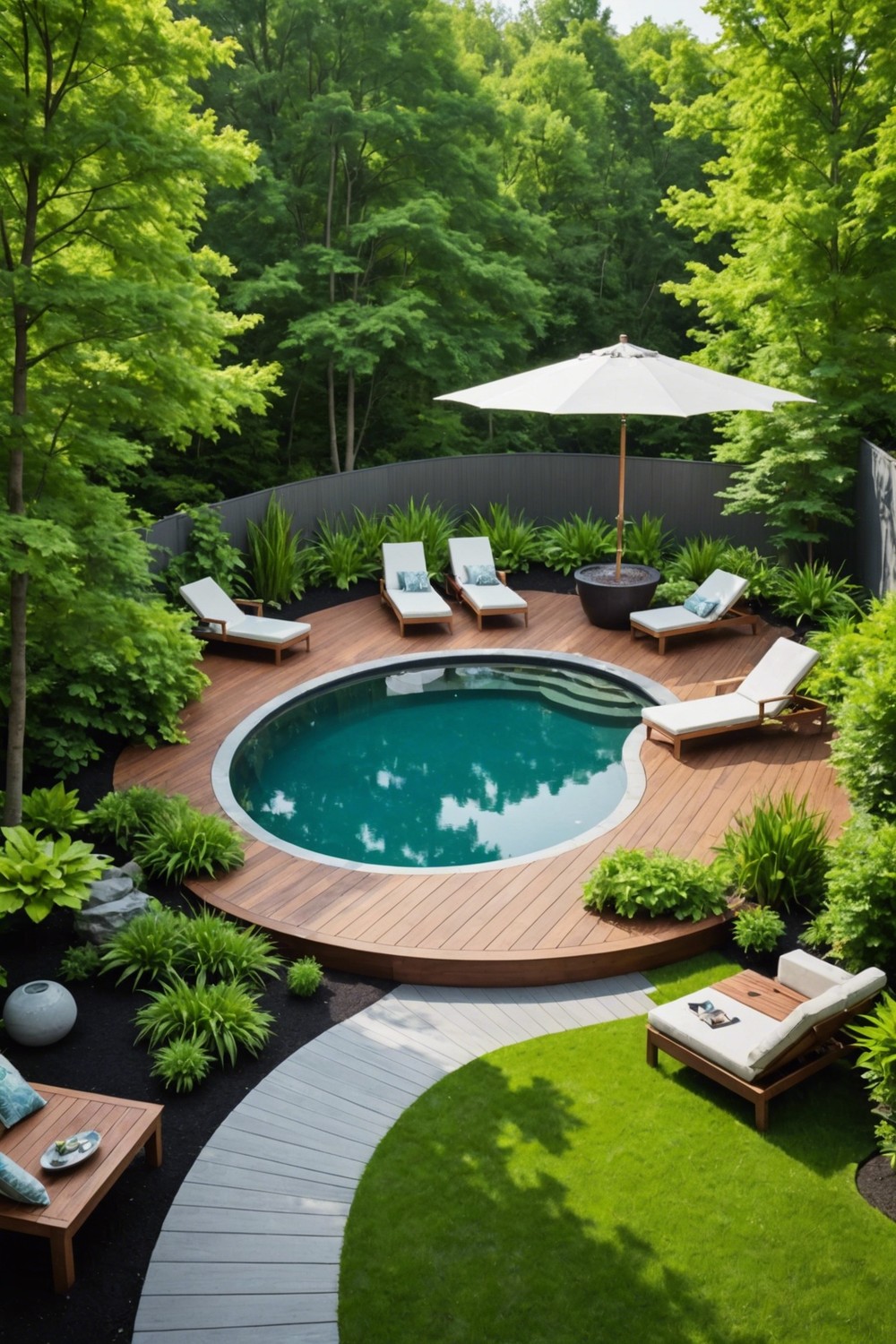 Modern Floating Decks for Above-Ground Pools