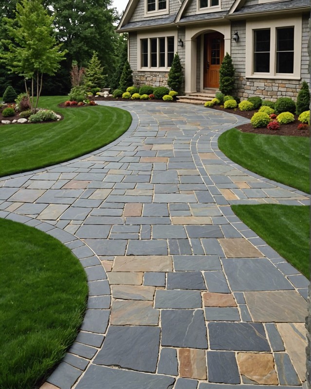 Natural Stone Driveway with Flagstone Inlay