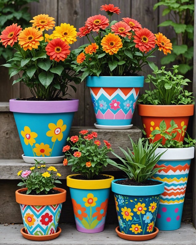 Painted Flower Pots with Patterns