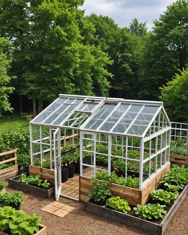 Pallet-Framed Vegetable Garden with a Greenhouse Top