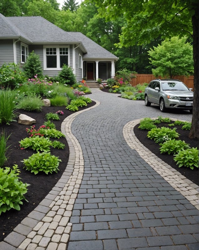 Permeable Paver Driveway with Rain Garden