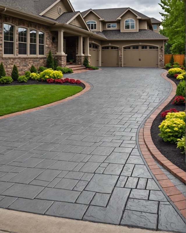 Poured Concrete Driveway with Stamped Border