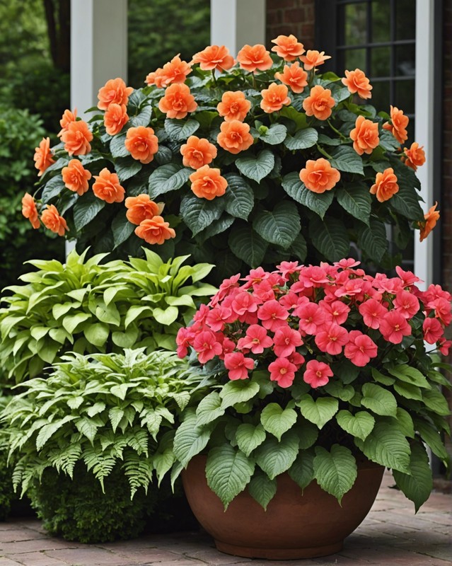 Shaded Sanctuary with Begonias, Impatiens, and Ferns