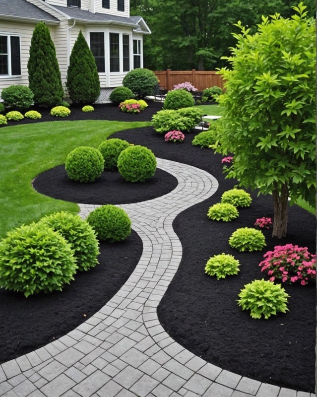 Small Yard Landscaping with Black Mulch