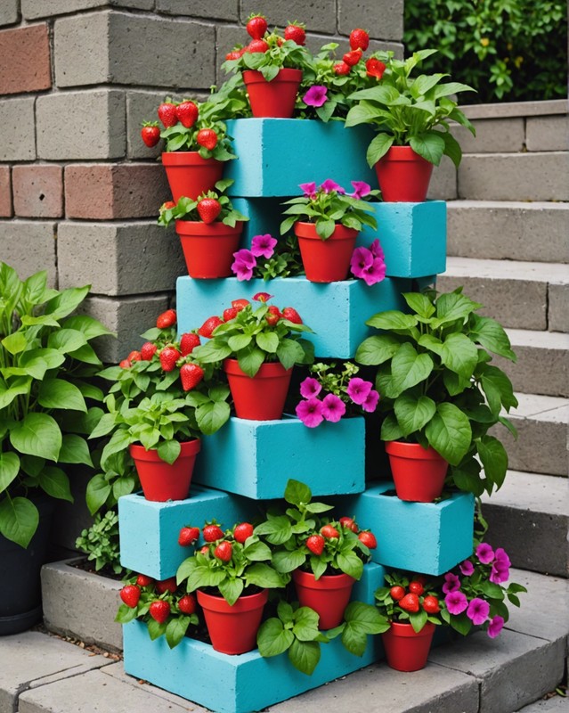 Stacked Cinder Block Planters