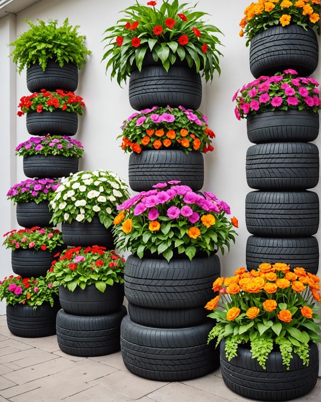 Stacked Tire Planters