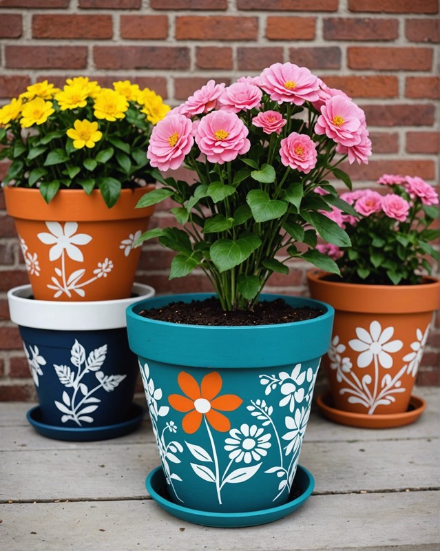 Stenciled Flower Pot