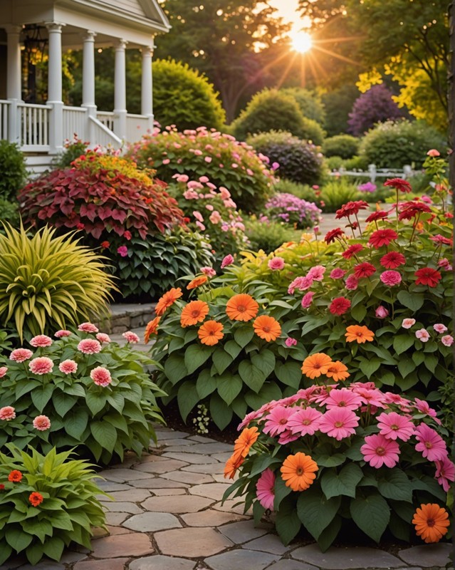 Sunset Serenade: Combine Coleus with Soft Pink and Orange Flowers