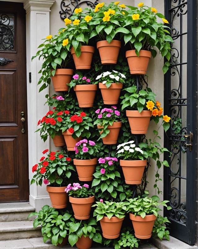 Tiered Flower Pots with Climbing Vines