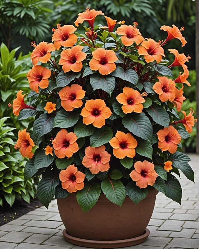 Tropical Paradise with Hibiscus, Crotons, and Begonias