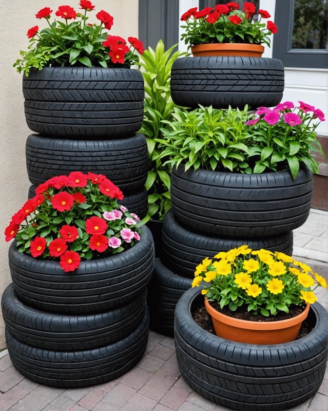 Upcycled Tires as Flower Pots