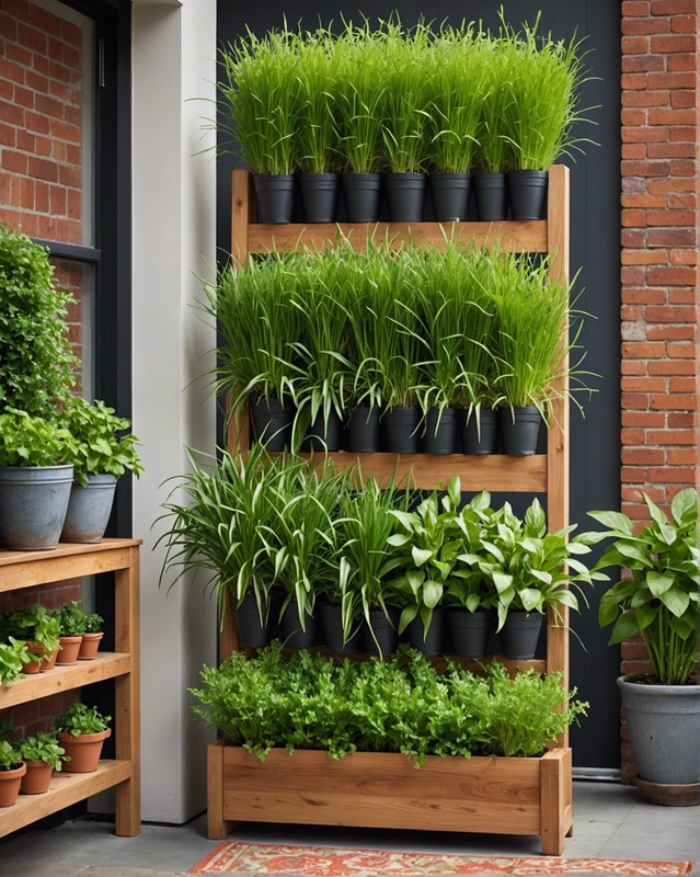 Vertical garden with lemongrass and other herbs