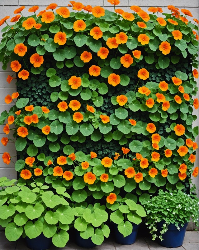 Vertical Garden with Nasturtiums, Petunias, and Ivy