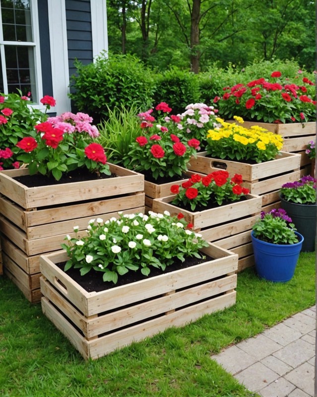Wooden Crates as Flower Bed