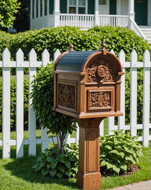 Wooden Mailbox with Carved Detail