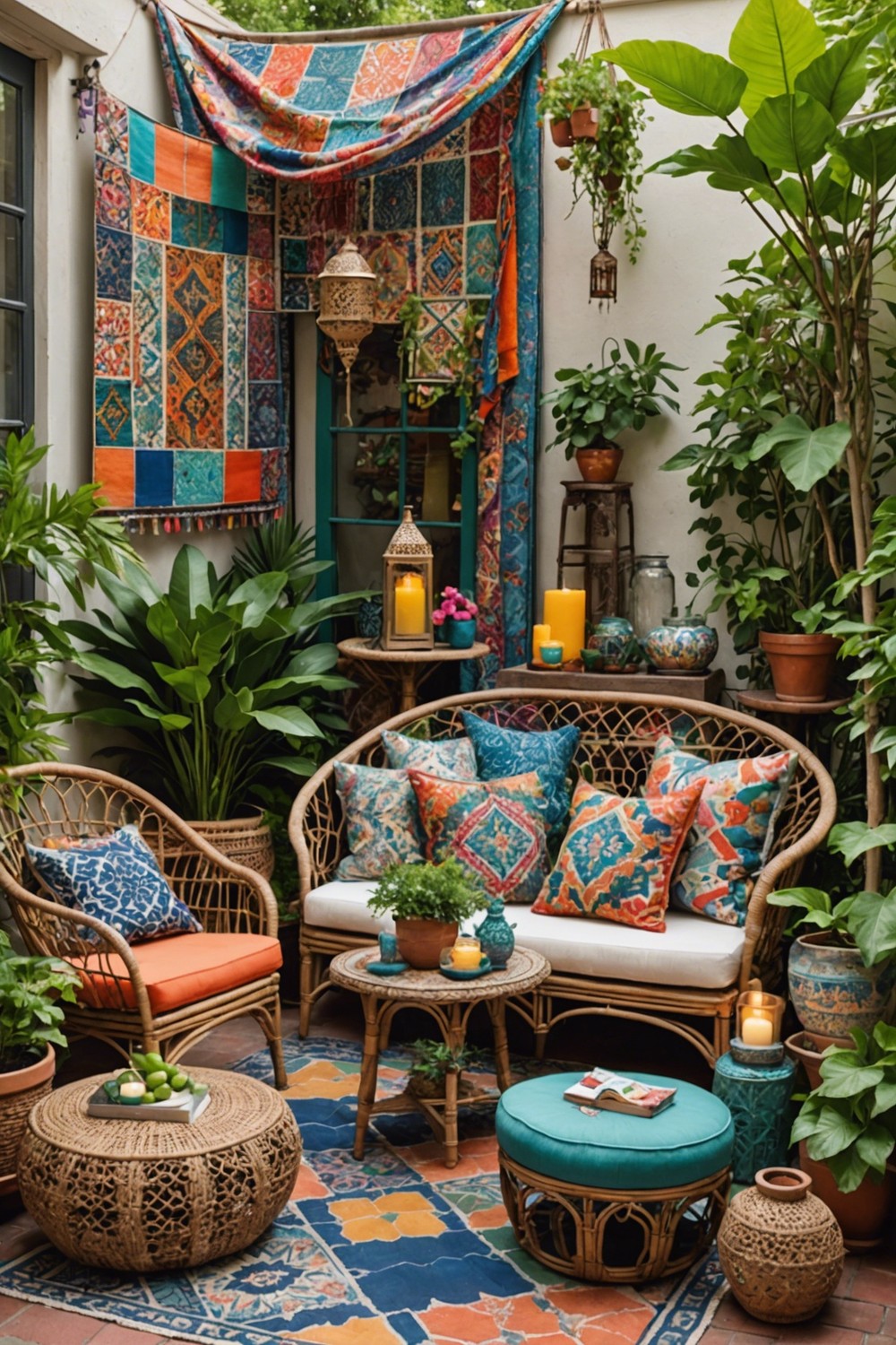 Bohemian Patio with Colorful Accents