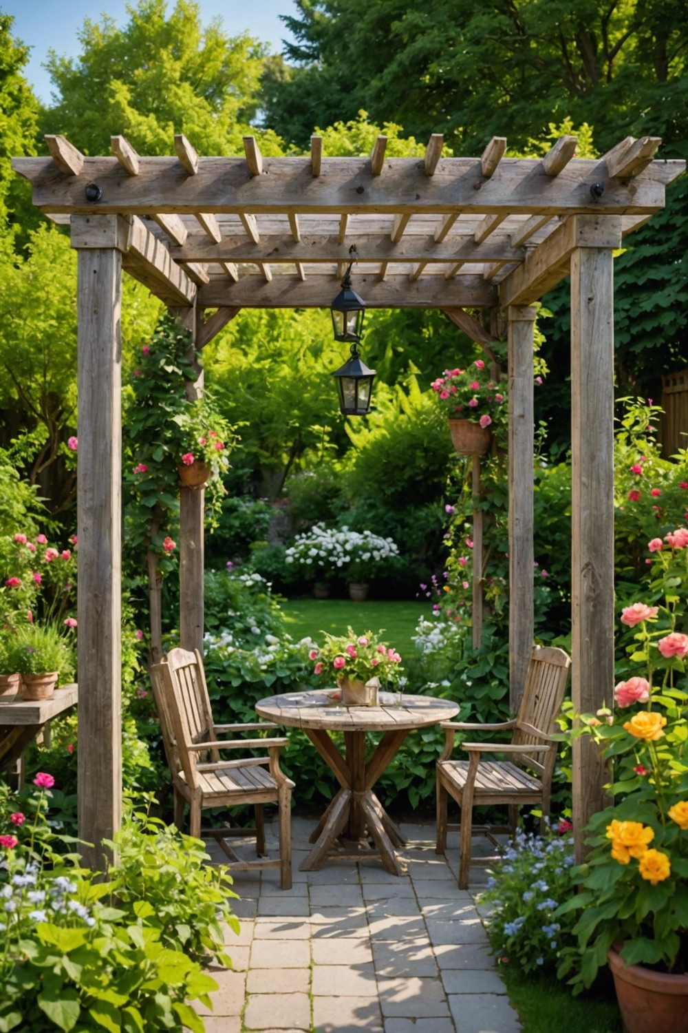 Budget-Friendly Pergola with Reclaimed Wood